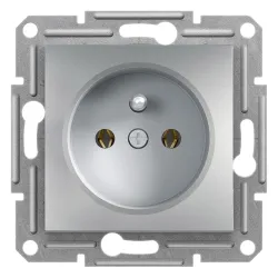 Asfora Socket 2P+PE without frame - Aluminium EPH2800161