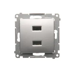 SIMON 54 Moduł Srebrny Mat z Ładowarką 2x USB