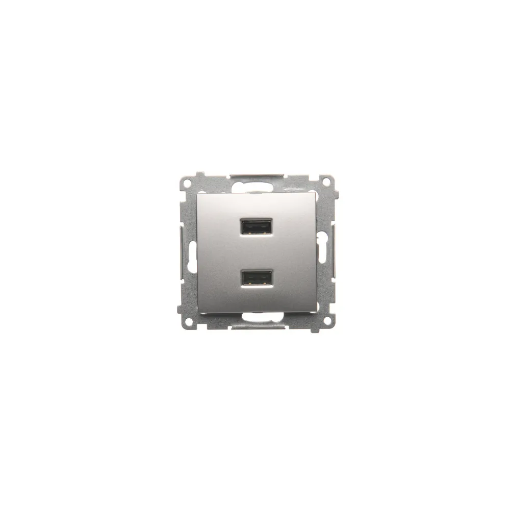 SIMON 54 Moduł Srebrny Mat z Ładowarką 2x USB