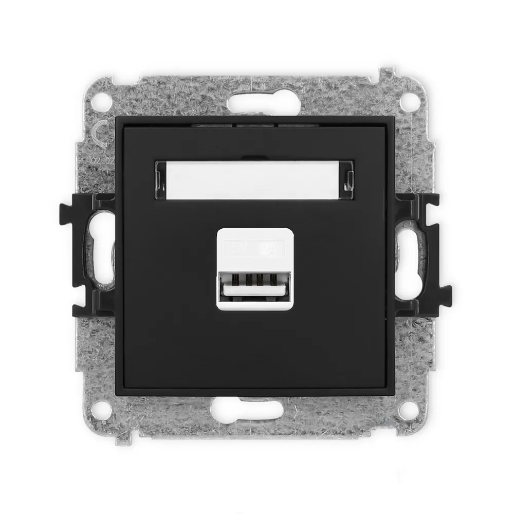Mini module black matte socket charger 1x USB 5V 2A