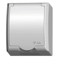 Fala White Socket 1x Schuko with flap IP44