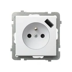 SONATA White Module Socket 1x TV/Radio with USB Charger