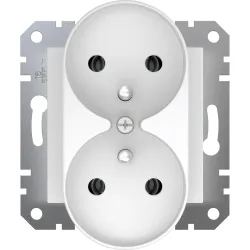 Asfora double socket 2x2P+PE white EPH9810221