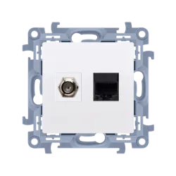 SIMON 10 Socket - White Satellite and Computer Socket