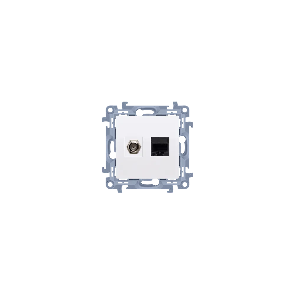 SIMON 10 Socket - White Satellite and Computer Socket