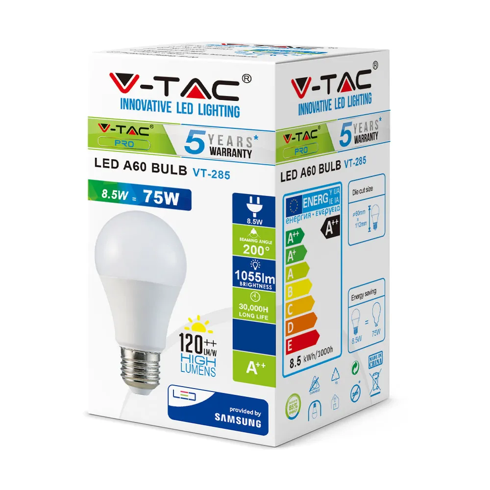 VT-285 Żarówka LED Bulb Kulka 8.5W E27 230V