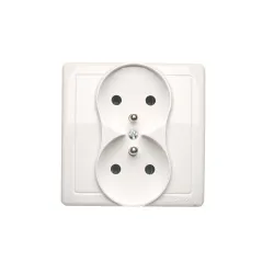 SIMON BASIC WHITE SOCKET 2X SWITCH/OUTLET 16A 250V
