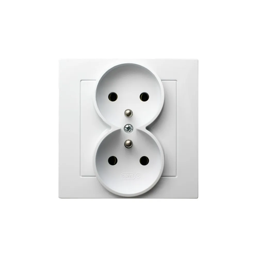 AS Socket White 2x Schuko 16A 250V