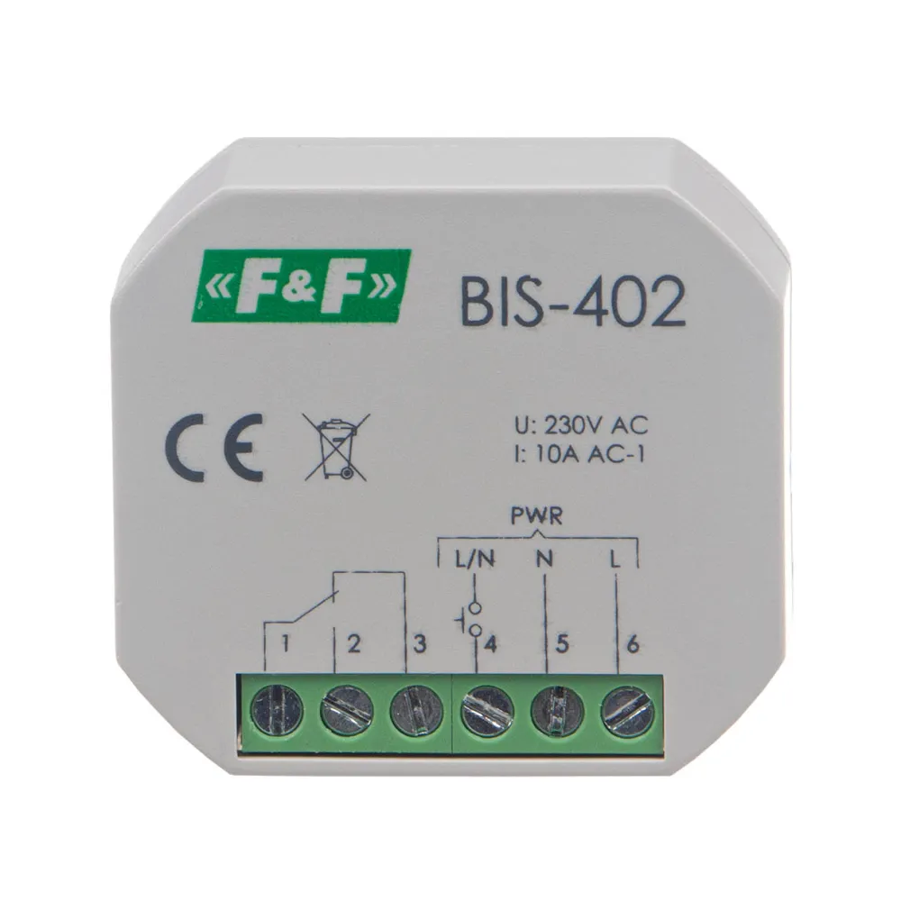 BIS-402 Przekaźnik Impulsowy Bistabilny 10A 230V AC