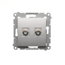 Silver matte module 2x TV socket type F