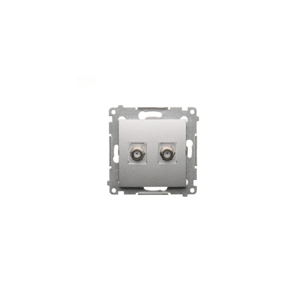 Silver matte module 2x TV socket type F