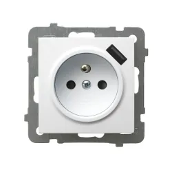 Moduł Biały Gniazdo 1x Z/U z Ładowarką USB