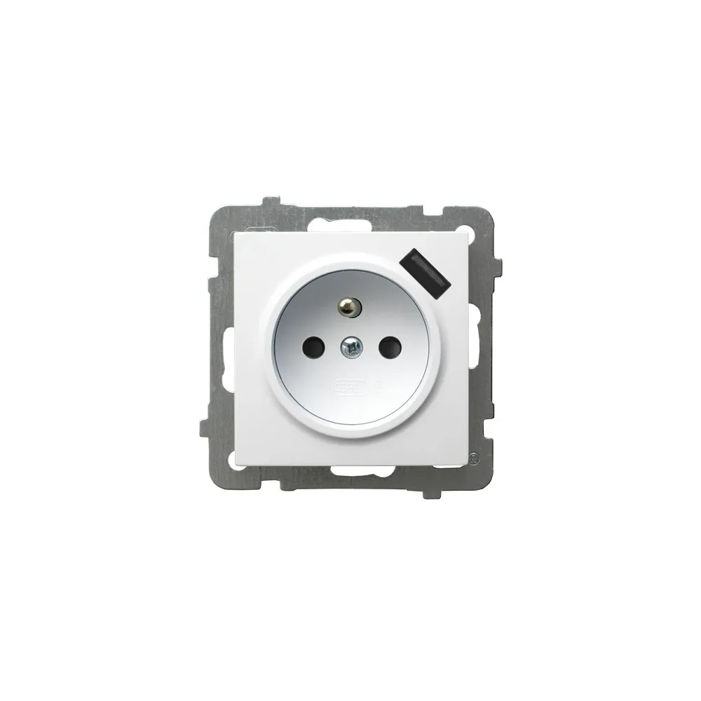 White Module Socket 1x TV/FM with USB Charger