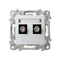 Szafir White Module F-Type Antenna Socket 2x