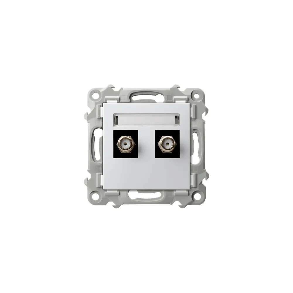 Szafir White Module F-Type Antenna Socket 2x