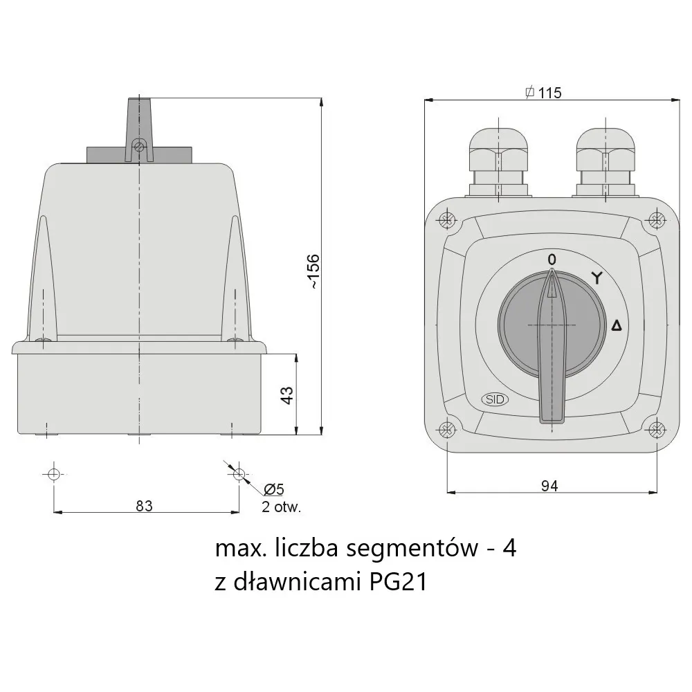 ŁUK 63-23 0-T-G Cam Switch Connector 63A