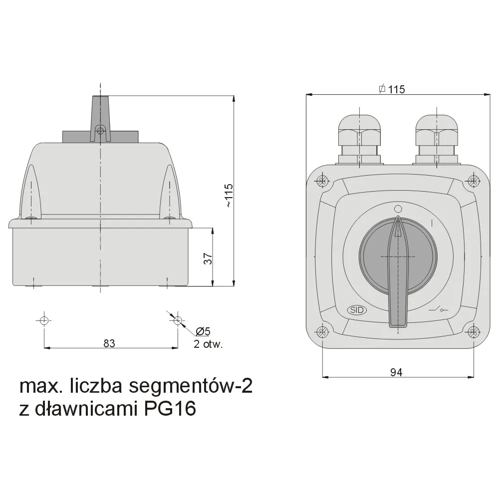 Łącznik Krzywkowy Łuk 40-13 OB 40A IP44
