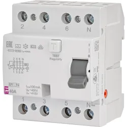 EFI-P4 Residual Current Circuit Breaker 40A/100mA/A