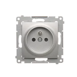 Silver matte module 1x socket with switch