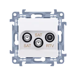 Simon 10 Module White RTV Socket-2xSAT