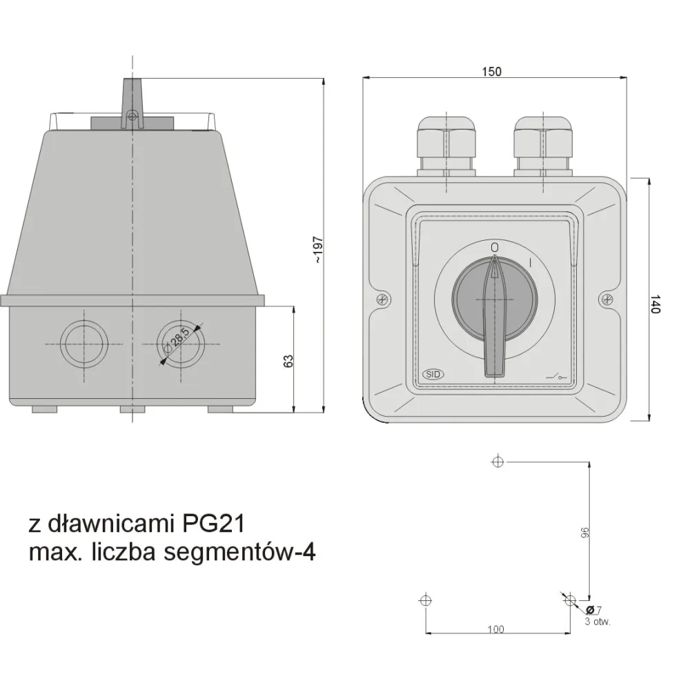 Cam Switch ŁUK 63-13 OB 63A IP44