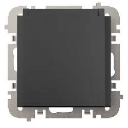 VESTRA Black Module Socket 2P+E with Cover IP44