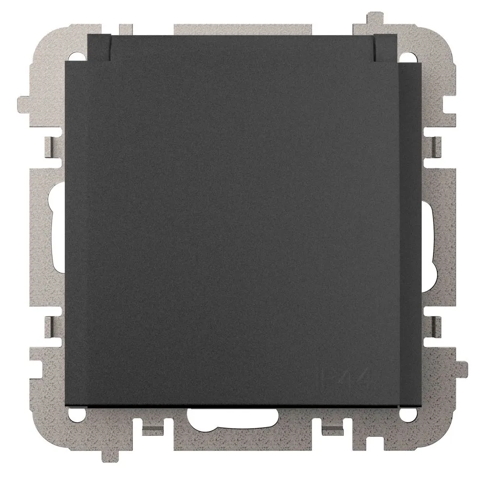 VESTRA Black Module Socket 2P+E with Cover IP44