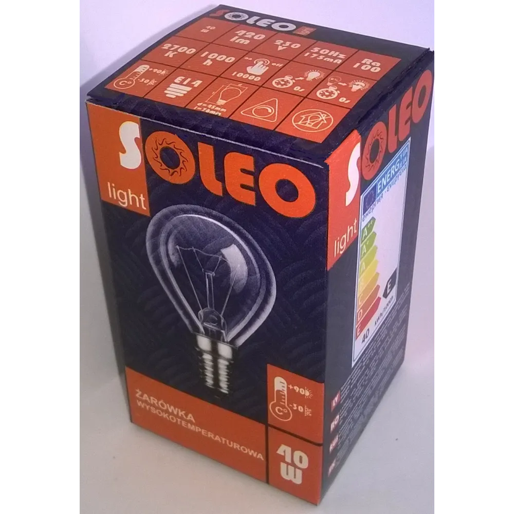 P45 żarówka wstrząsoodporna kulka 40W E14 230V Soleo WST-0040