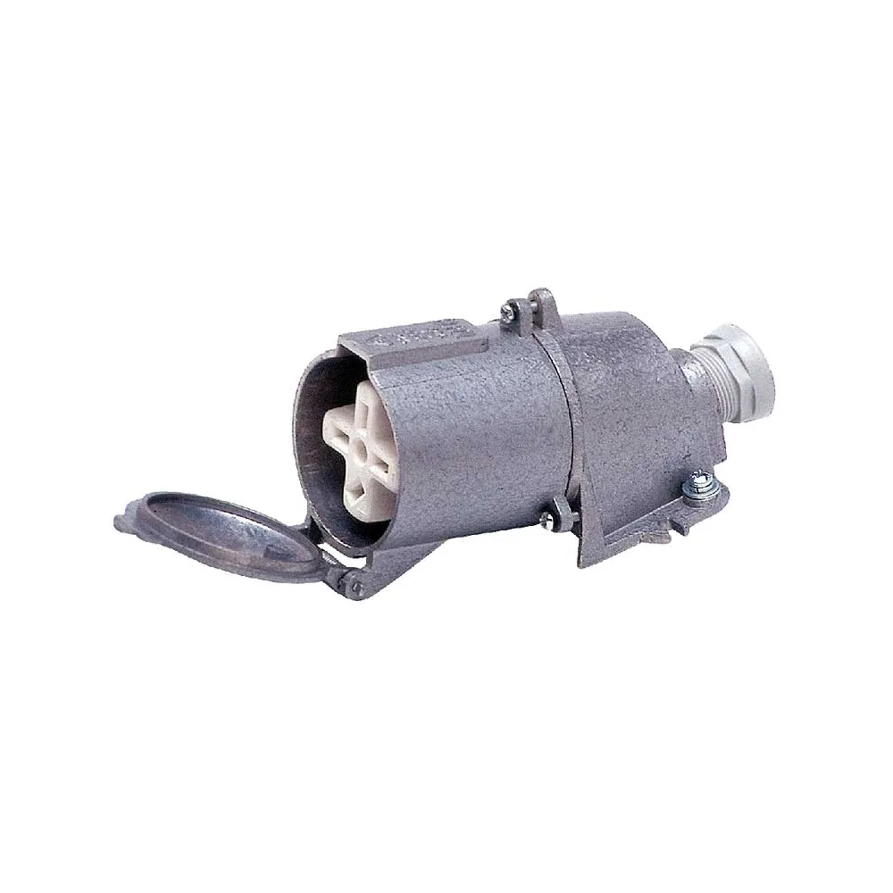 Fixed metal power socket 32/4 IP44 500V flat contacts