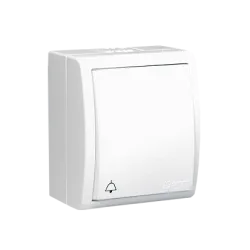 Simon Aquarius white surface-mounted button "Doorbell" IP54