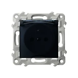 Szafir black metallic module splash-proof socket IP-44