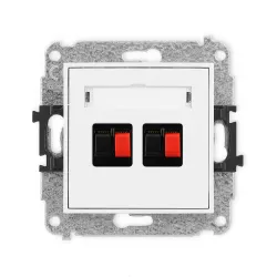 Mini white Hi-Fi speaker socket module 2x screw terminals