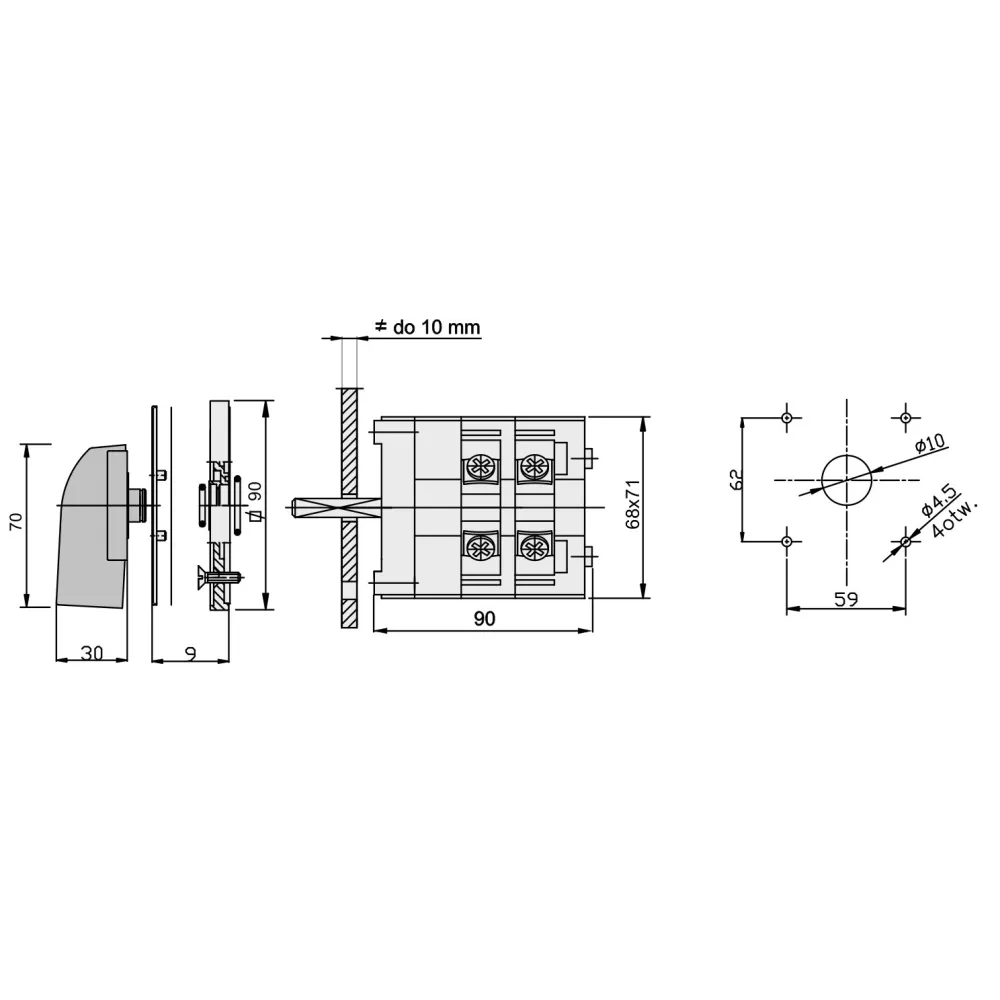 ŁK100-12 0-1 łącznik krzywkowy B/O 100A IP65 - niezawodny łącznik