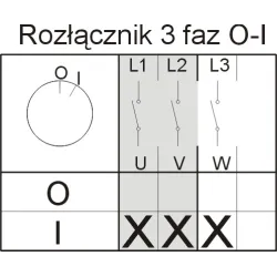 ŁK100-12 0-1 łącznik krzywkowy B/O 100A IP65 - niezawodny łącznik