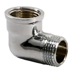 Kolanko mosiężne 3/8" nakrętno-wkrętne chrom - trwała armatura
