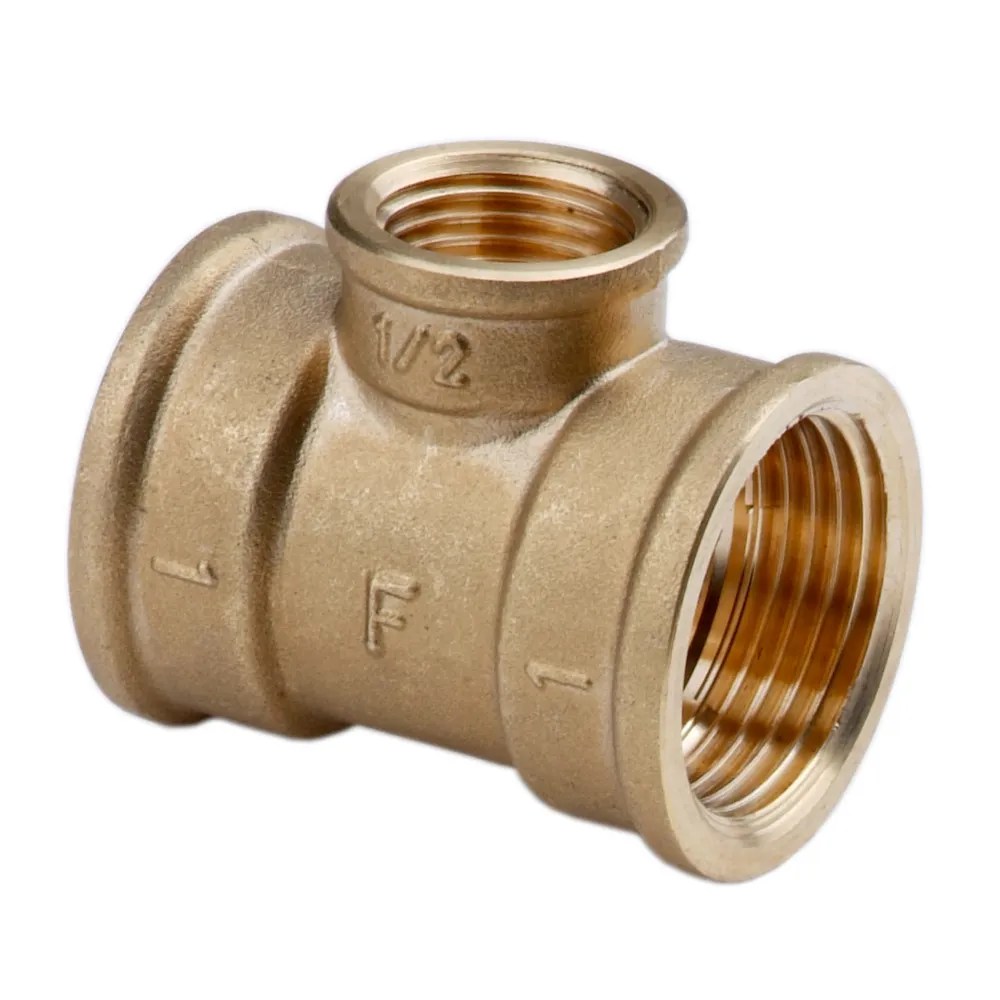 Trójnik redukcyjny mosiężny 1"x3/4"x1" żółty - trwałe połączenia