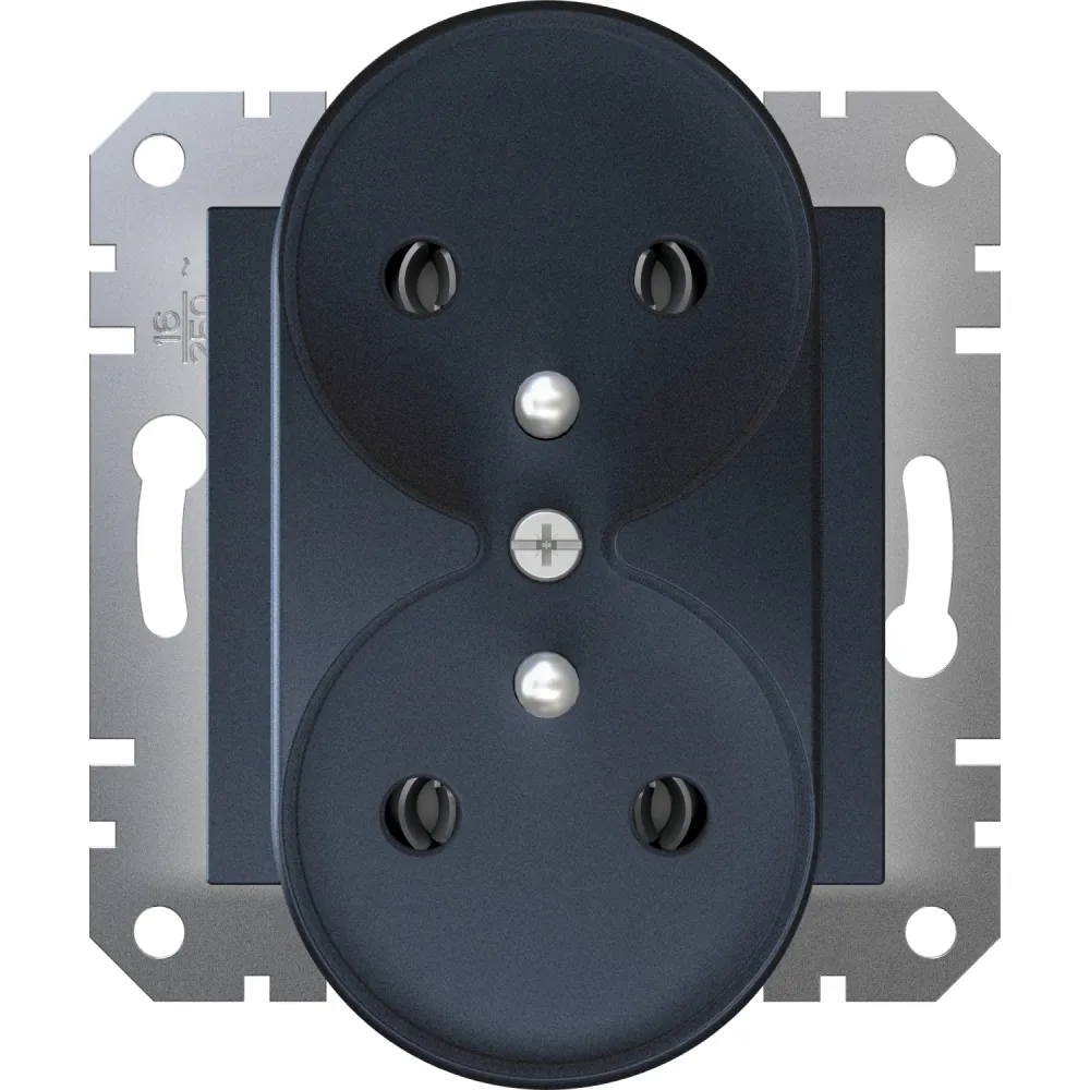 Schneider Electric Asfora double socket 2x2P+PE anthracite