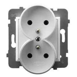 Aria white module socket 2x with switch 16A 250V - practical socket