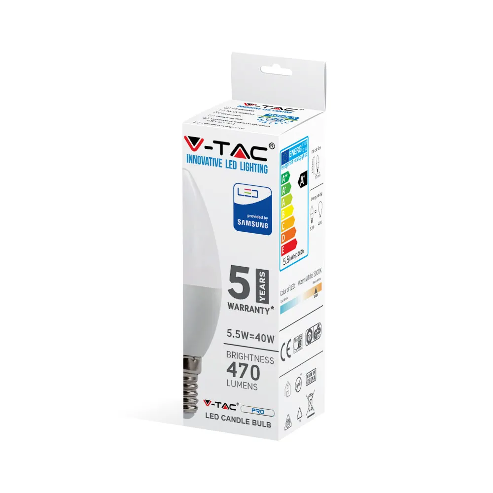 VT-226 żarówka LED świeczka 5.5W E14 4000K – energooszczędne oświ