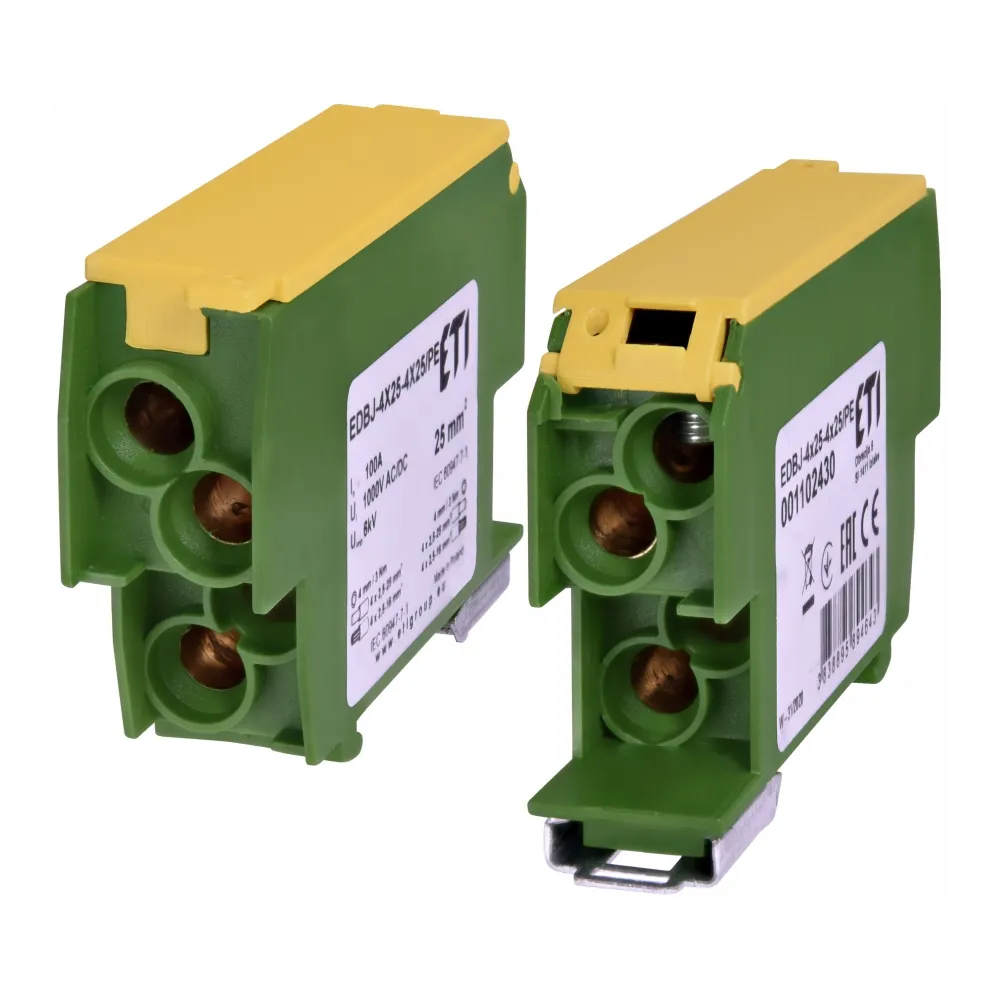 Distribution block EDBJ-4X25-4X25PE 100A yellow-green