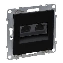SunO 2 black module computer socket 2x UAE 8 Cat.5E UTP angled