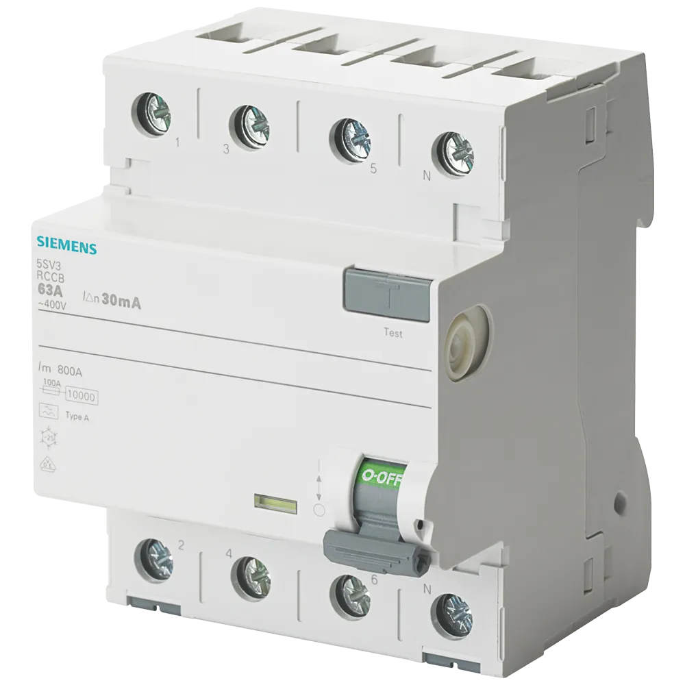 Residual current circuit breaker 5SV3 40A/300mA/A 4P – safe device