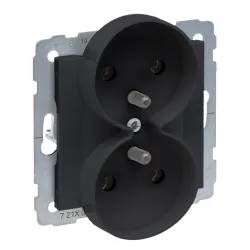 SUNO 2-module black socket with screw terminals 16A