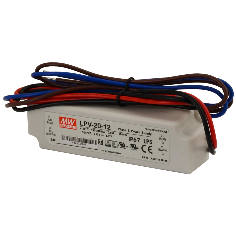 LPV LED power supply 20W 0.84A 24V DC IP67 - reliable LED power source