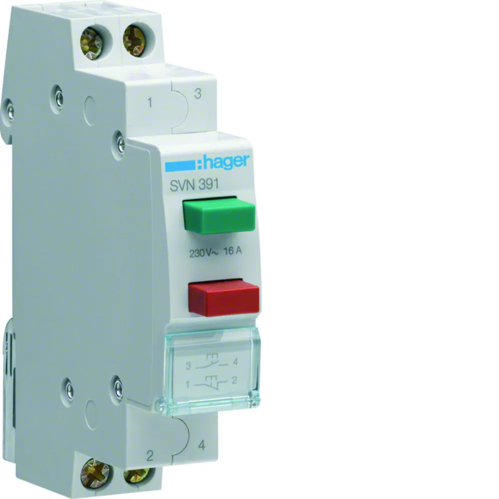 Łącznik przyciskowy LED SVN391 zielony/czerwony 16A 230V AC