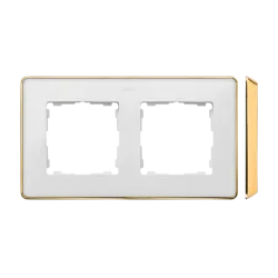 Simon 82 Detail Select white metal / gold base frame 2x - no