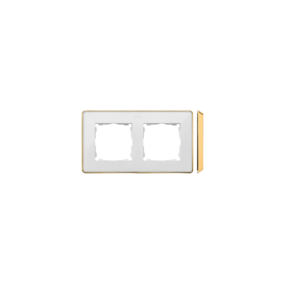 Simon 82 Detail Select white metal / gold base frame 2x - no