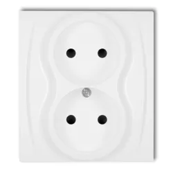 Logo biały gniazdo 2x b/u z przesłonami 16A 250V