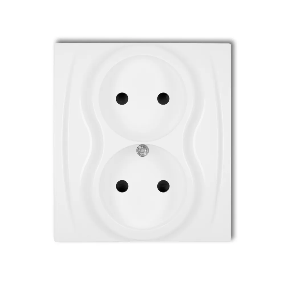 Logo biały gniazdo 2x b/u z przesłonami 16A 250V