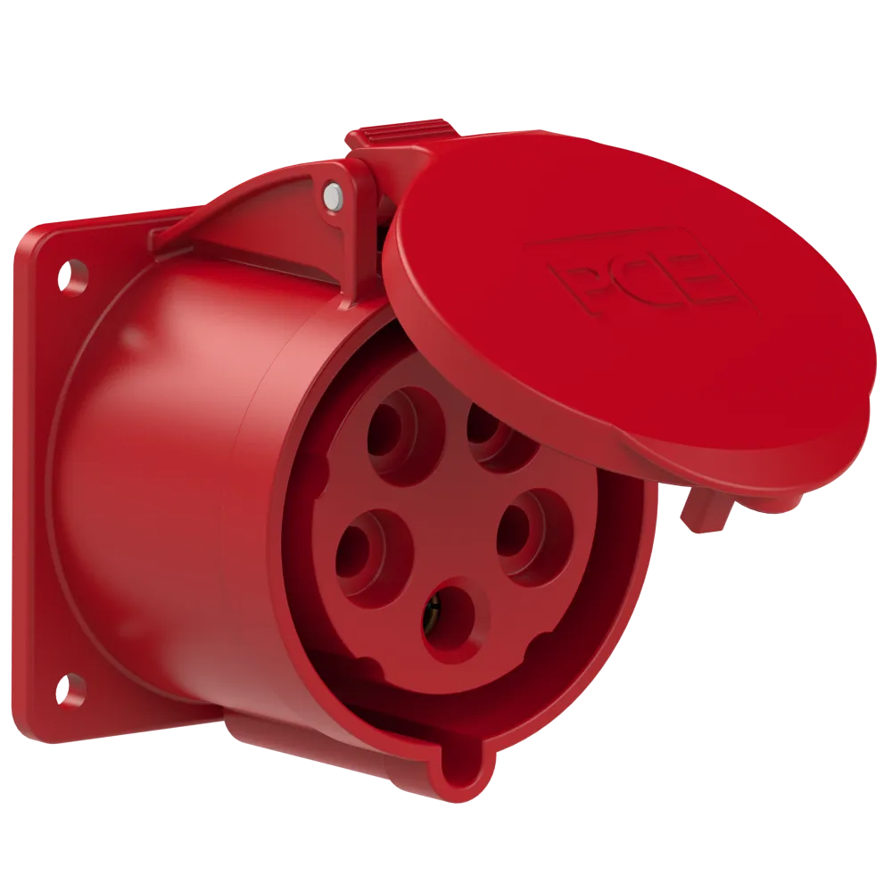 32/5 Straight Panel Power Socket IP44 400V 75x75 - sturdy and